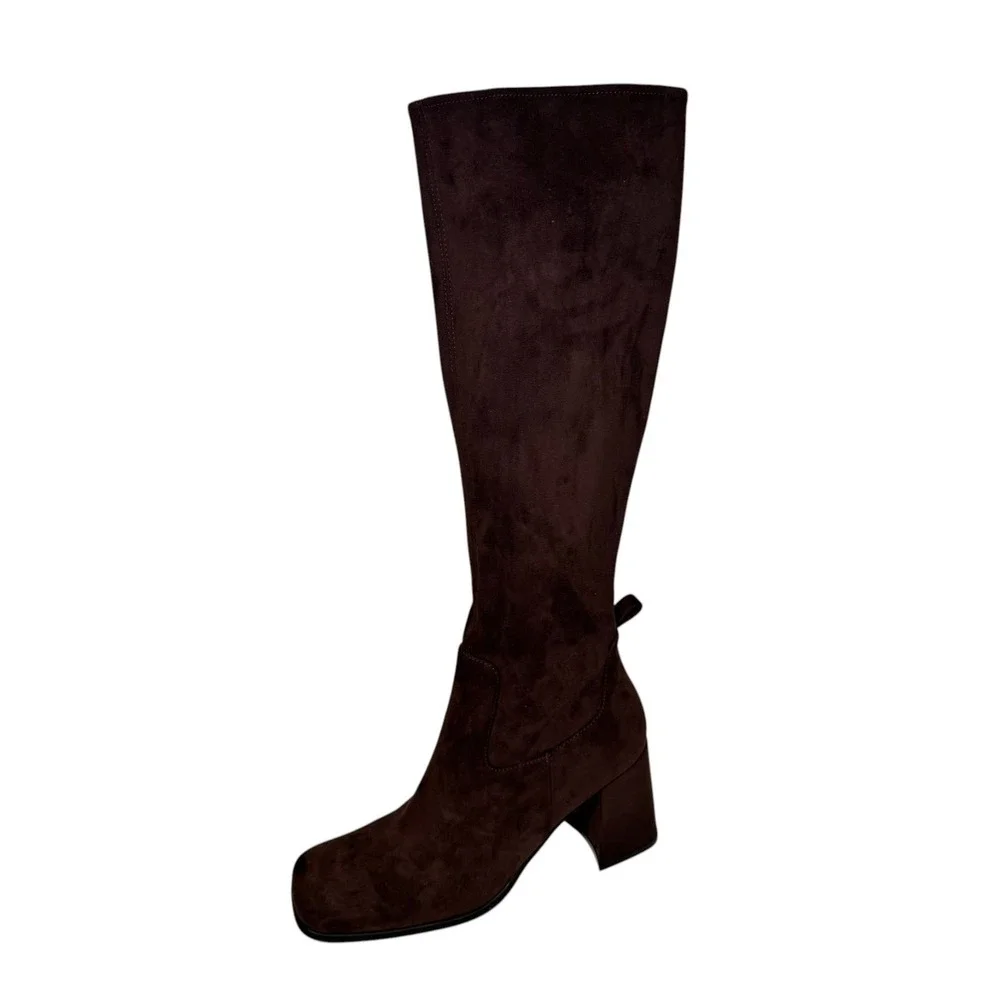 Jeffrey Cambell Hot Lava -K2 Knee-high stretch boot, Brown Faux Suede Size 8 NEW